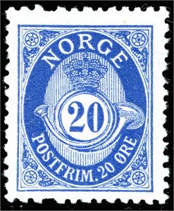 63. 20 øre grovtagget Centraltrykkeriet. Meget letthengslet. (4.100,-).