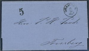 Drammen Portotall 5. Pent brev st Drammen 10-12-1867 til Tønsberg