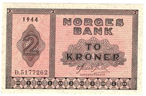 2 kroner 1944 D.5177262. Kv.0