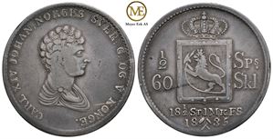 1/2 speciedaler 1835 Carl XIV Johan. Kv.1