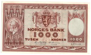 1000 kroner 1972 A.4755118. Kv.0/01