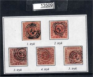 DANMARK o 1858 4sk i komplett trykkoppstilling