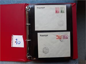 ISLAND-FDC Postens røde perm med kassett og en del FDC  50- 90-tallet. Flest 80-tallet. Pen kvalitet
