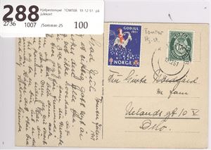 Hjelpestempel TOMTER 19-12-51 på julekort