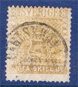 F4f g 8 skill bco orangegul stpl  Carlskrona 29.x.1858  prövningsbevis Sjöman "gott till mycket gott ex"