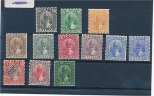 MALAYA-PERAK x/o ex SG 103-18, 12 merker fra 1938-41-serien (£ 335)
