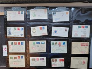 FDC Diverse 1939-59 i ringperm. Alt avbildet (Hk 8140)