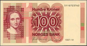 100 kroner 1987, nr 5110723762. 0