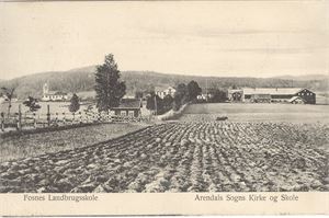 IV-449 FOSHEIM  (VF,7pkt) på postkort sidest. Sem 8-XII-08 Motiv Fosnes Landbrukgsskole