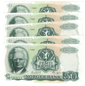 50 kroner 1981 L i serie. Kv.0