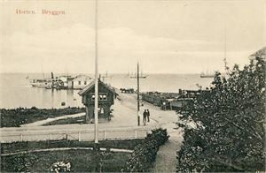 Vestfold Horten, Bryggen (NK 1781). Småf. s/hv. Stpl. Horten 13-VII-08. Pen kvalitet.