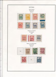 BALTIKUM-ESTLAND x/xx/o samling på utprintede ark 1918-41 med 177 forskjellige og 2 miniark. Ser bra ut