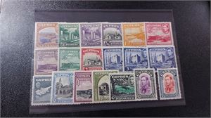CYPERN 1938 Mi 136-154*, Landskapsserien med fastsättare. (Mi för ** € 300)