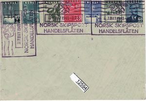 NORSK SKIPSPOST HANDELSFLÅTEN 3 MAY 1945-025" London på uadressert brev