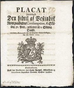 Placat from 1771, about some tax on Rum (strong drink).