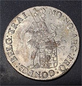 NETHERLANDS, BATAVIAN REPUBLIC, UTRECHT.  Silver Ducat 1802 med småfel. 28 gr (0.868 silver)