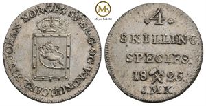 4 skilling 1825 Carl XIV Johan. Kv.0