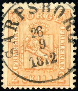 12. 2 skill 2, fullstemplet "Sarpsborg 26.9.1872".