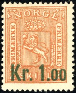 85 II. 1 krone Provisorie. (3.700,-).