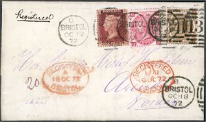 GB. Four covers sent from Great Britain to Norway 1857-1872.