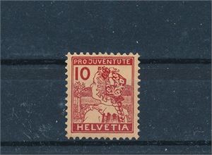SVEITS xx Mi 129, 1915 Pro Juventute 10c. Signert bak (€ 100 for x)