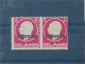 ISLAND xx AFA Tj 41A. 2kr uten punktum i par, sentrert høyre og opp (AFA 800)
