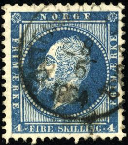 4. 4 skilling Oscar, stemplet "Østfinmarks-Dpskb: 8.6.1864".