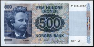 500 kroner 1997-VI, nr 2103145032. 01