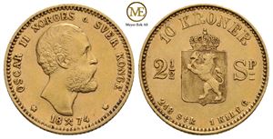 10 kroner 1874 Oscar II. Kv.01