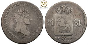 24 skilling 1825 Carl XIV Johan. NM.33. Kv.1/1-