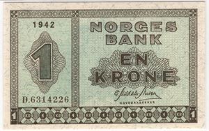 En krone 1942 D.6314226. Kv.0