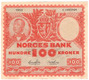 100 kroner 1953 C. Kv.1+