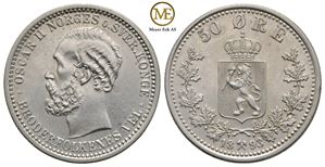 50 øre 1893 Oscar II. Kv.0/01