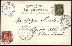 8 postkort og en konvolutt, alle med Spitsbergen merke/etikett. Anmerkninger.