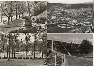 Kongsberg lot 1, 12 stk ulike postkort med bymotiver A6 s/h