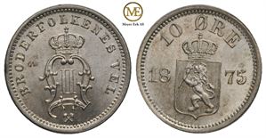 10 øre 1875 Oscar II. Kv.0