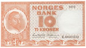 10 kroner 1972 Z.0041231 erstatningsseddel. Kv.01