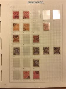 Br. Kolonier North Borneo og Sarawak, samling stemplede merker i Leuchtturm album