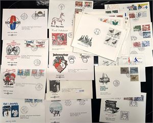 FDC Grei bunke med diverse vignetter