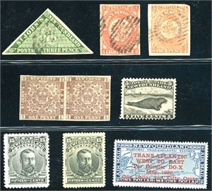 New Foundland. An old time collection in album. Mixed condition.
