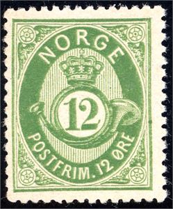 26. 12 øre skravert Posthorn. Attest FCM. (5.700,-).