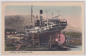 Hvalbaad paa Kongshavn Slip (kolorert) - S. M. Pettersen 1909 - ubrukt