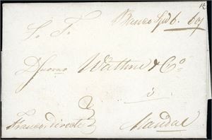 Komplett brev, datert "Lillesand 4. Oct 1834" og sendt som bankobrev (6 Spd 6sk) til Mandal. Påskrevet "Franco Directe".