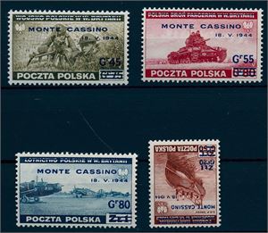 Polen REGJERINGEN I LONDON. 1944. ** Monte Cassino prov. set. AFA (700)   Overtrykk serie