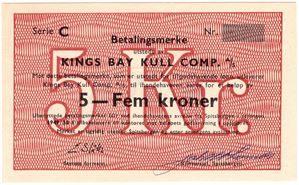 5 kroner 1949/50 Kings Bay Kull Comp. Kv.0