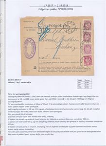 FØLGEBREV "SANDNES 1917" til Borhaug. Porto 135 øre for sperregods