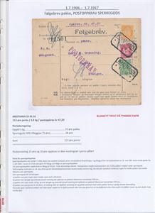 FØLGEBREV - OPKRAV "KRISTIANIA 1916" til Bogen i Steigen. Porto 113 øre for sperregods