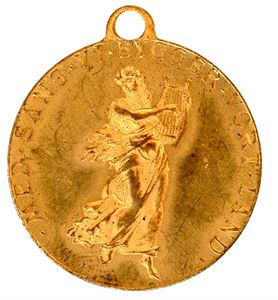 Sangerstevnet i Tønsberg juni 1900. Forgylt bronse med hempe. 27mm. S&H.190. 0