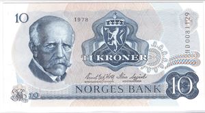 10 kroner 1978 HD erstatningsseddel. Kv.0