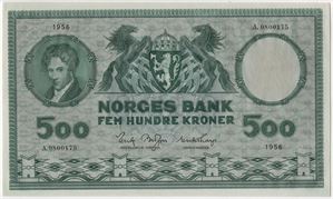500 kroner 1956 A.0800175. Kv.0